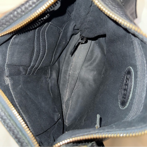 Fossil Leather Cowhide‎ Black Tan Crossbody Women's Bag Purse Animal Print - Picture 5 of 13